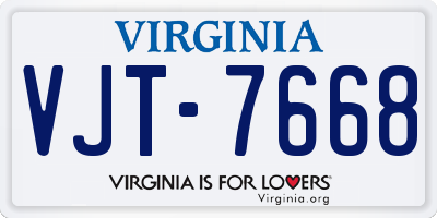 VA license plate VJT7668
