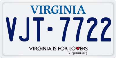 VA license plate VJT7722