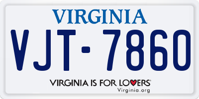 VA license plate VJT7860