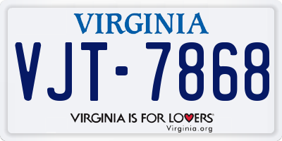 VA license plate VJT7868