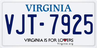 VA license plate VJT7925