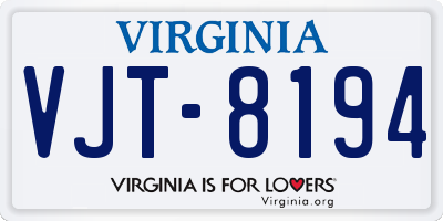 VA license plate VJT8194