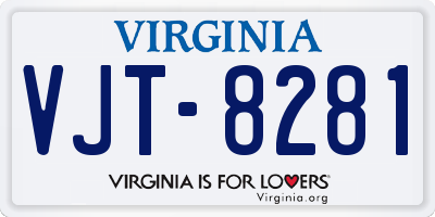 VA license plate VJT8281