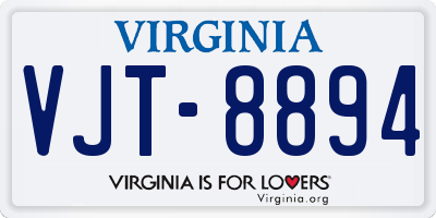 VA license plate VJT8894