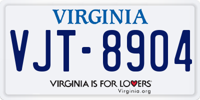 VA license plate VJT8904