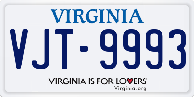 VA license plate VJT9993