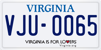 VA license plate VJU0065