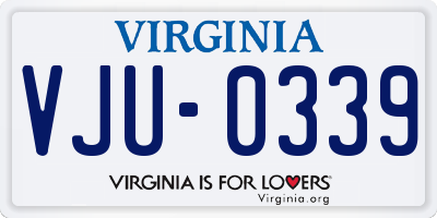 VA license plate VJU0339
