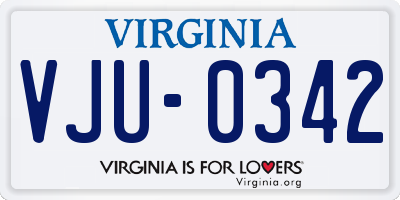 VA license plate VJU0342