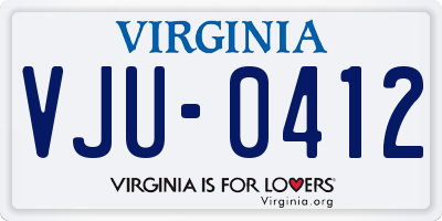 VA license plate VJU0412