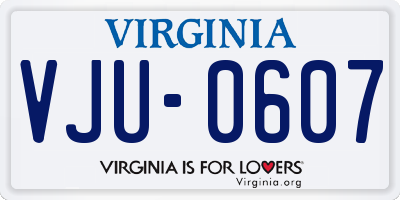 VA license plate VJU0607
