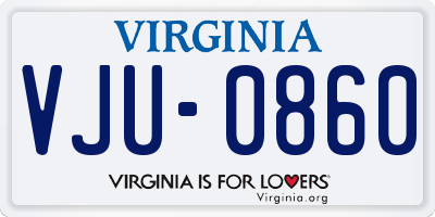VA license plate VJU0860