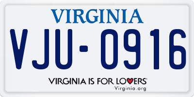 VA license plate VJU0916