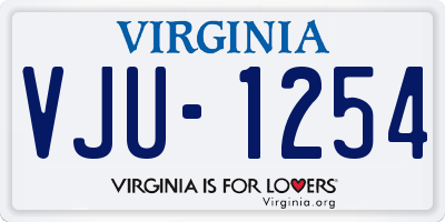 VA license plate VJU1254