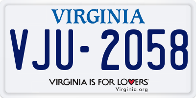 VA license plate VJU2058