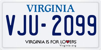 VA license plate VJU2099