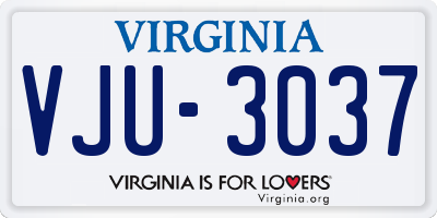 VA license plate VJU3037