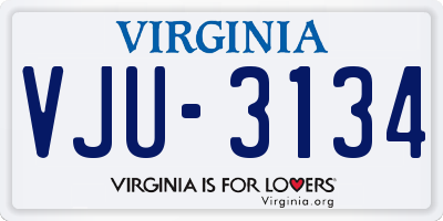 VA license plate VJU3134