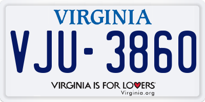 VA license plate VJU3860