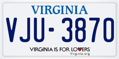 VA license plate VJU3870