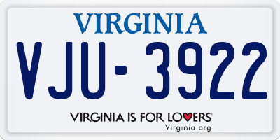 VA license plate VJU3922