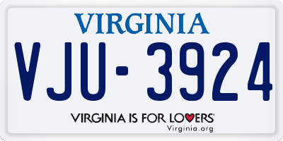 VA license plate VJU3924