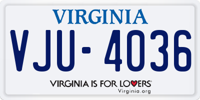 VA license plate VJU4036