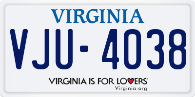 VA license plate VJU4038