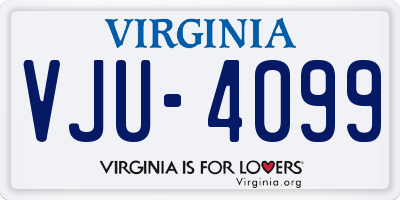 VA license plate VJU4099