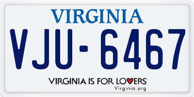 VA license plate VJU6467