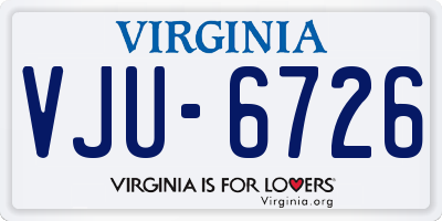 VA license plate VJU6726