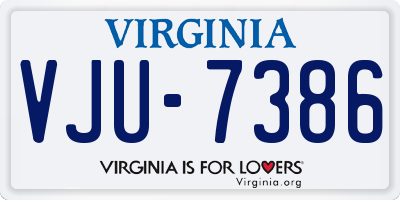 VA license plate VJU7386