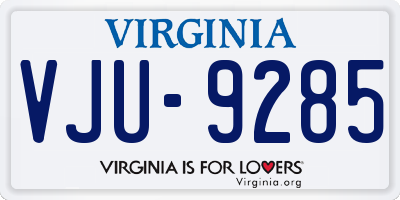 VA license plate VJU9285