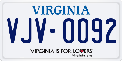 VA license plate VJV0092