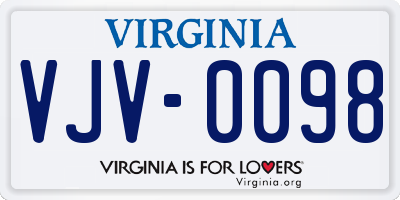 VA license plate VJV0098