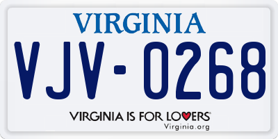 VA license plate VJV0268