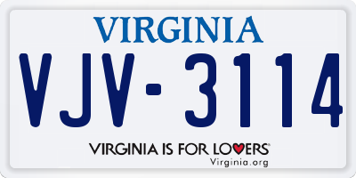 VA license plate VJV3114