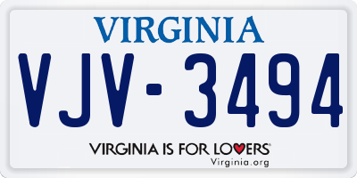 VA license plate VJV3494