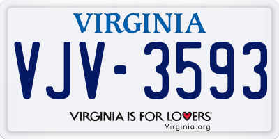 VA license plate VJV3593