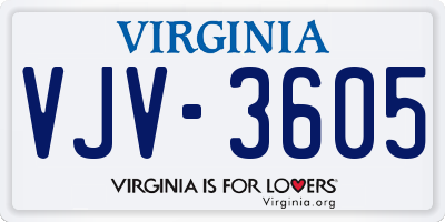 VA license plate VJV3605