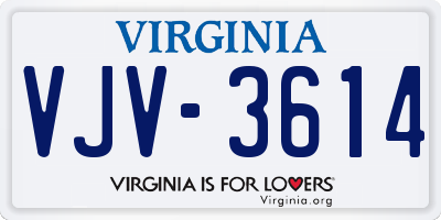 VA license plate VJV3614