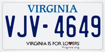 VA license plate VJV4649