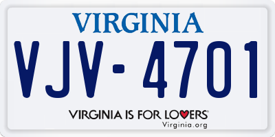 VA license plate VJV4701
