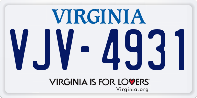 VA license plate VJV4931
