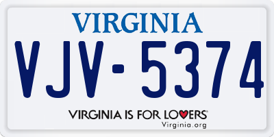 VA license plate VJV5374