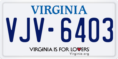 VA license plate VJV6403