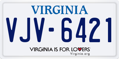 VA license plate VJV6421