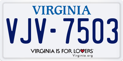 VA license plate VJV7503