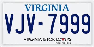 VA license plate VJV7999