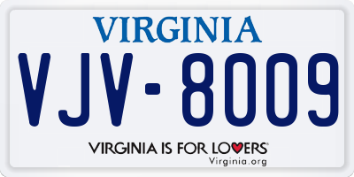 VA license plate VJV8009